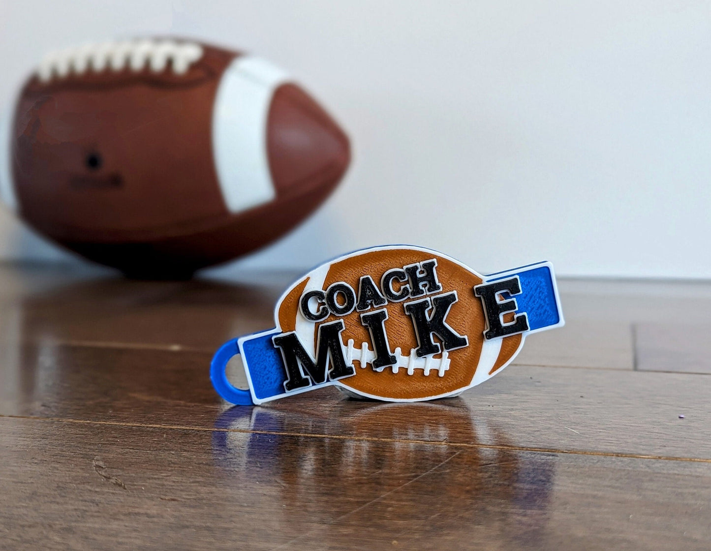 Great personalized gift for Football coach bag name tag. Name and Number is optional and customizable.