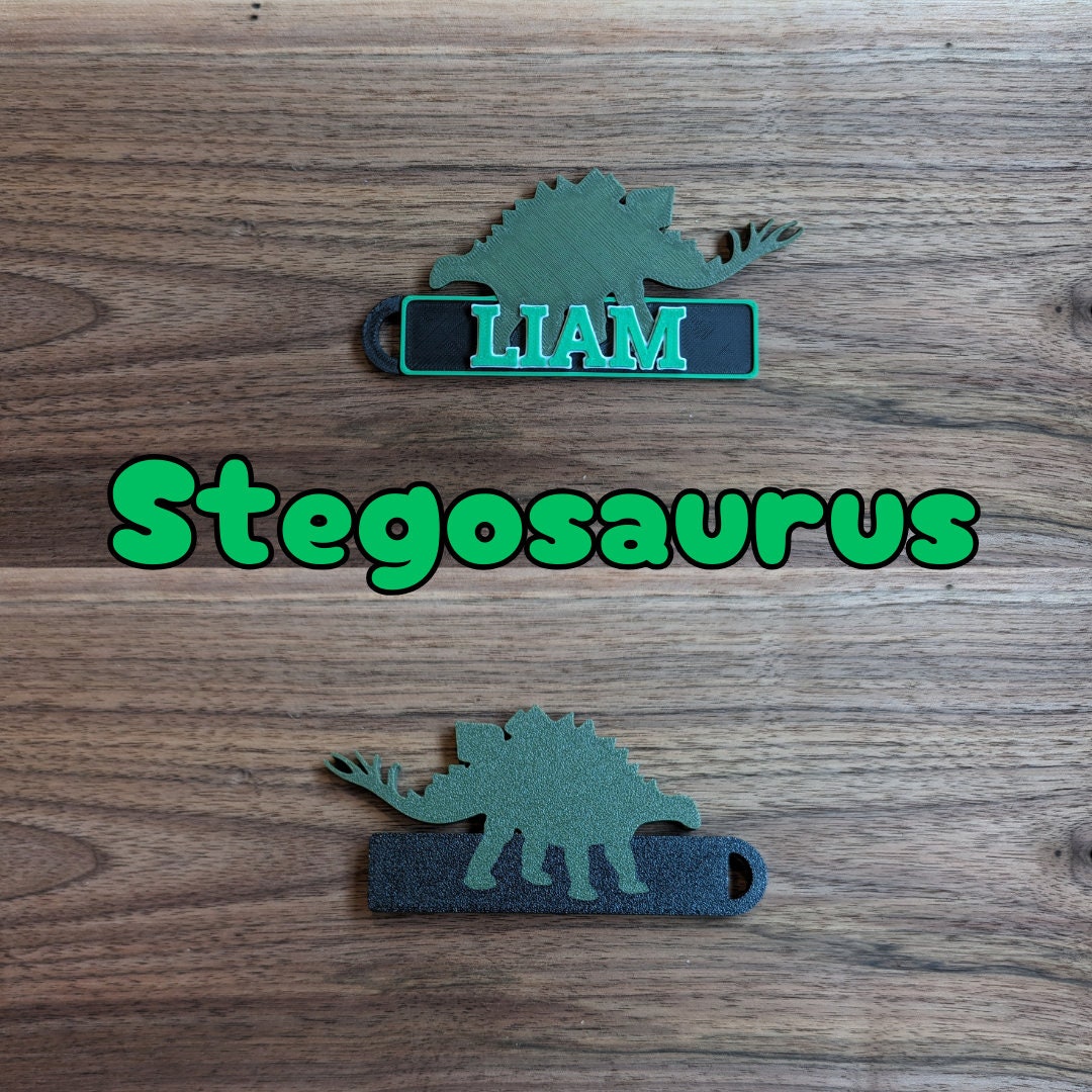 Personalized Dinosaur Backpack Tag / Keychain : Luggage Name Tag for Kids / Dino Fans on the Go - 3D Printed Name / Bag Tag Charm