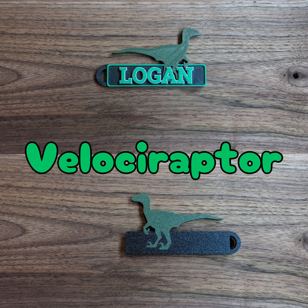 Personalized Dinosaur Backpack Tag / Keychain : Luggage Name Tag for Kids / Dino Fans on the Go - 3D Printed Name / Bag Tag Charm