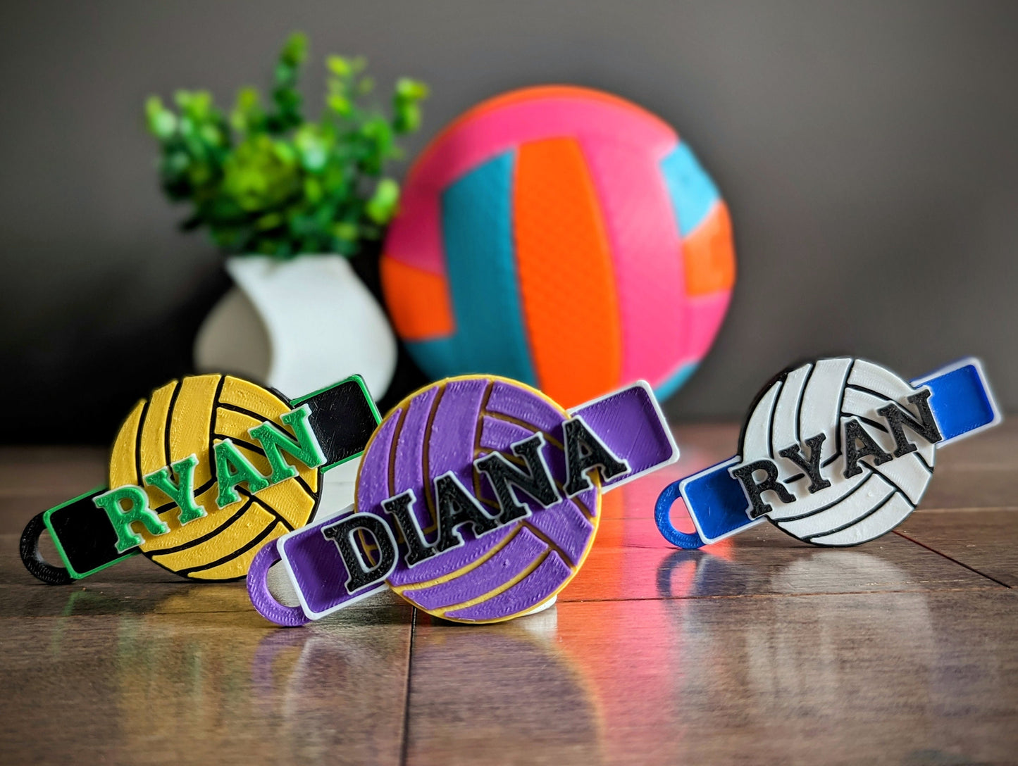 Personalized / customizable Volleyball name bag tag or keychain.