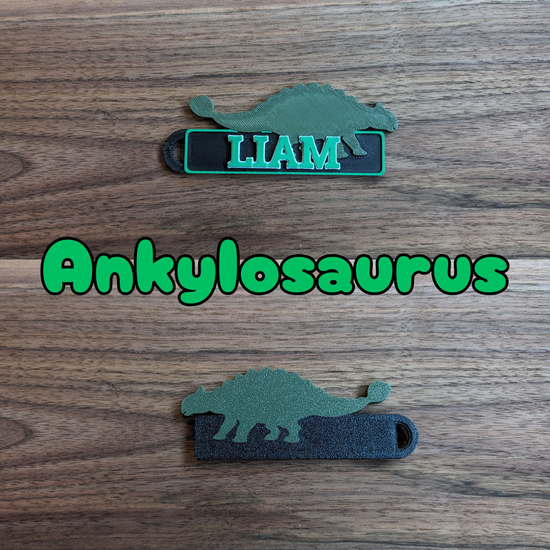 Personalized Dinosaur Backpack Tag / Keychain : Luggage Name Tag for Kids / Dino Fans on the Go - 3D Printed Name / Bag Tag Charm