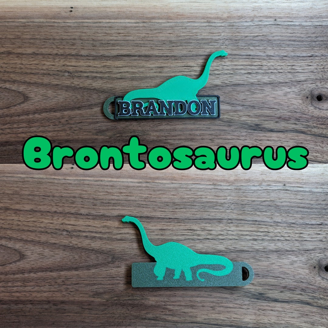 Personalized Dinosaur Backpack Tag / Keychain : Luggage Name Tag for Kids / Dino Fans on the Go - 3D Printed Name / Bag Tag Charm