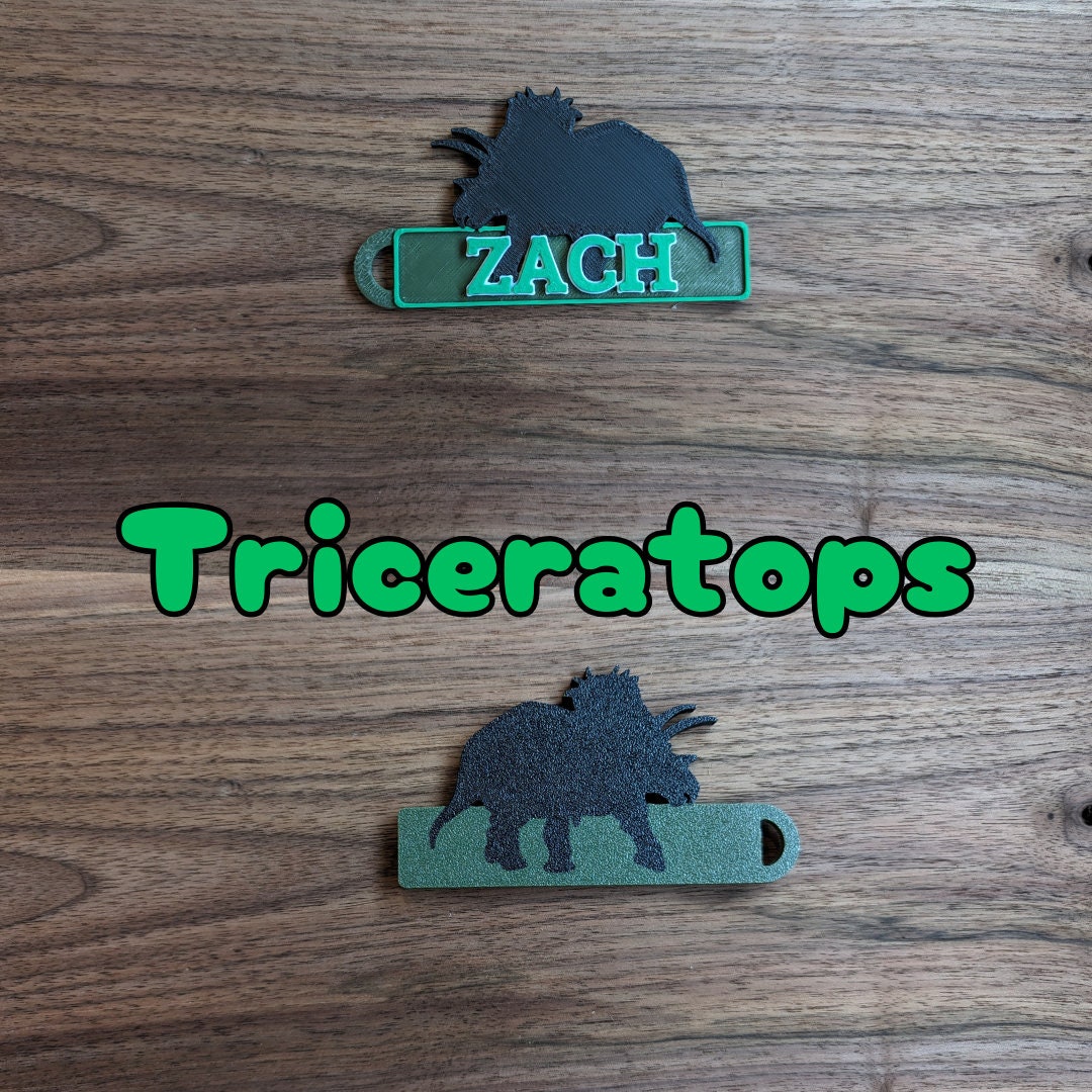 Personalized Dinosaur Backpack Tag / Keychain : Luggage Name Tag for Kids / Dino Fans on the Go - 3D Printed Name / Bag Tag Charm