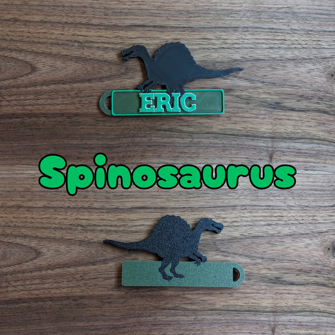 Personalized Dinosaur Backpack Tag / Keychain : Luggage Name Tag for Kids / Dino Fans on the Go - 3D Printed Name / Bag Tag Charm