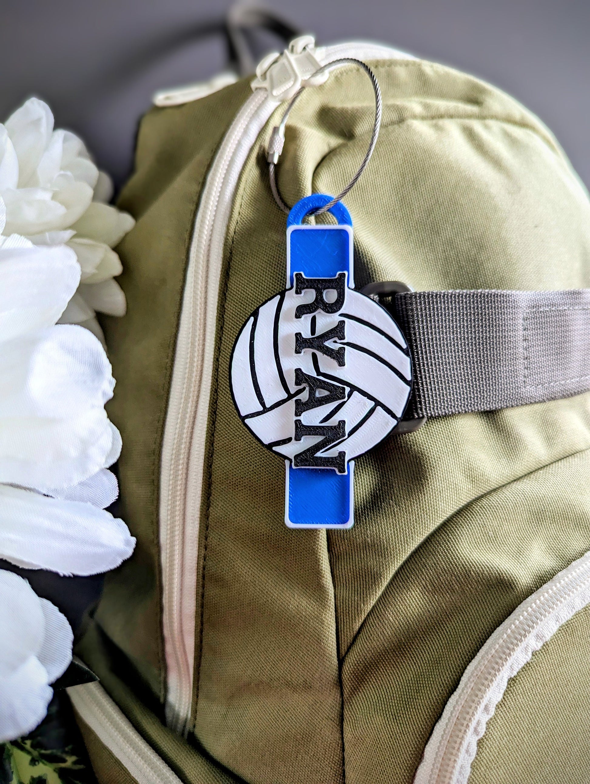 Personalized / customizable Volleyball name bag tag or keychain.