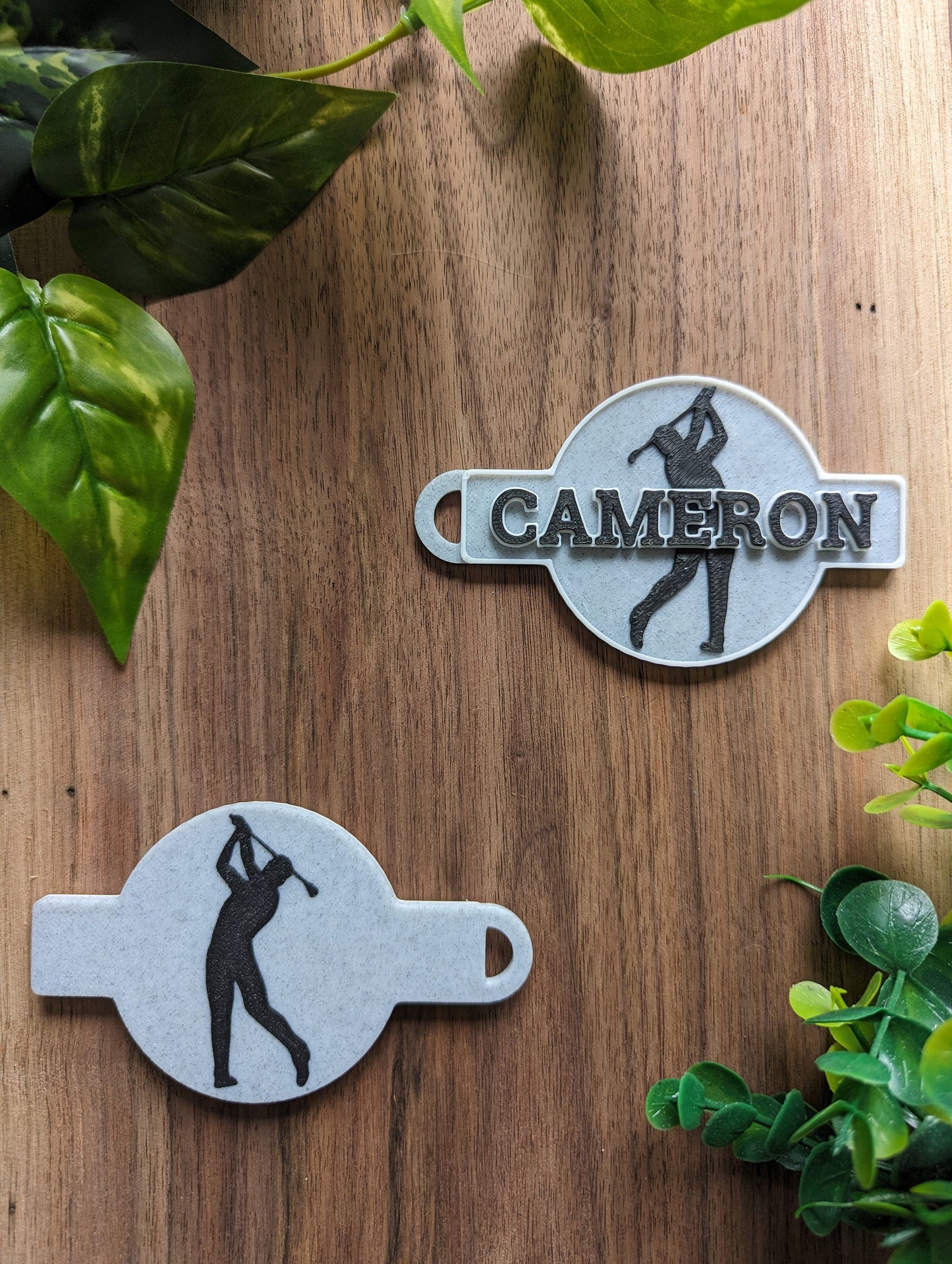 Personalized double sided golf bag tag ideal for matching golf gear or ideal gift for golf tournaments.