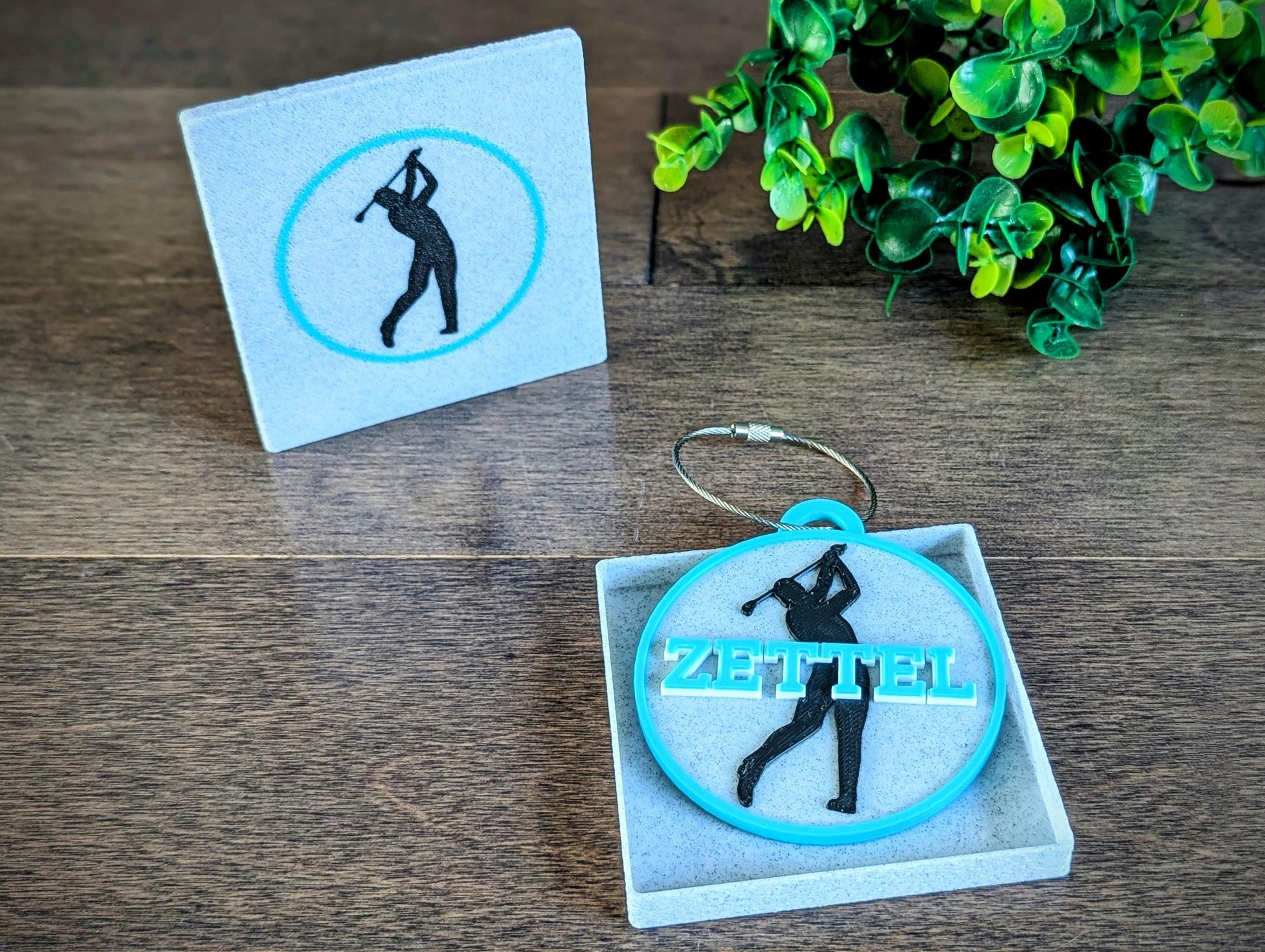 Personalized double sided golf bag tag ideal for matching golf gear or ideal gift for golf tournaments.