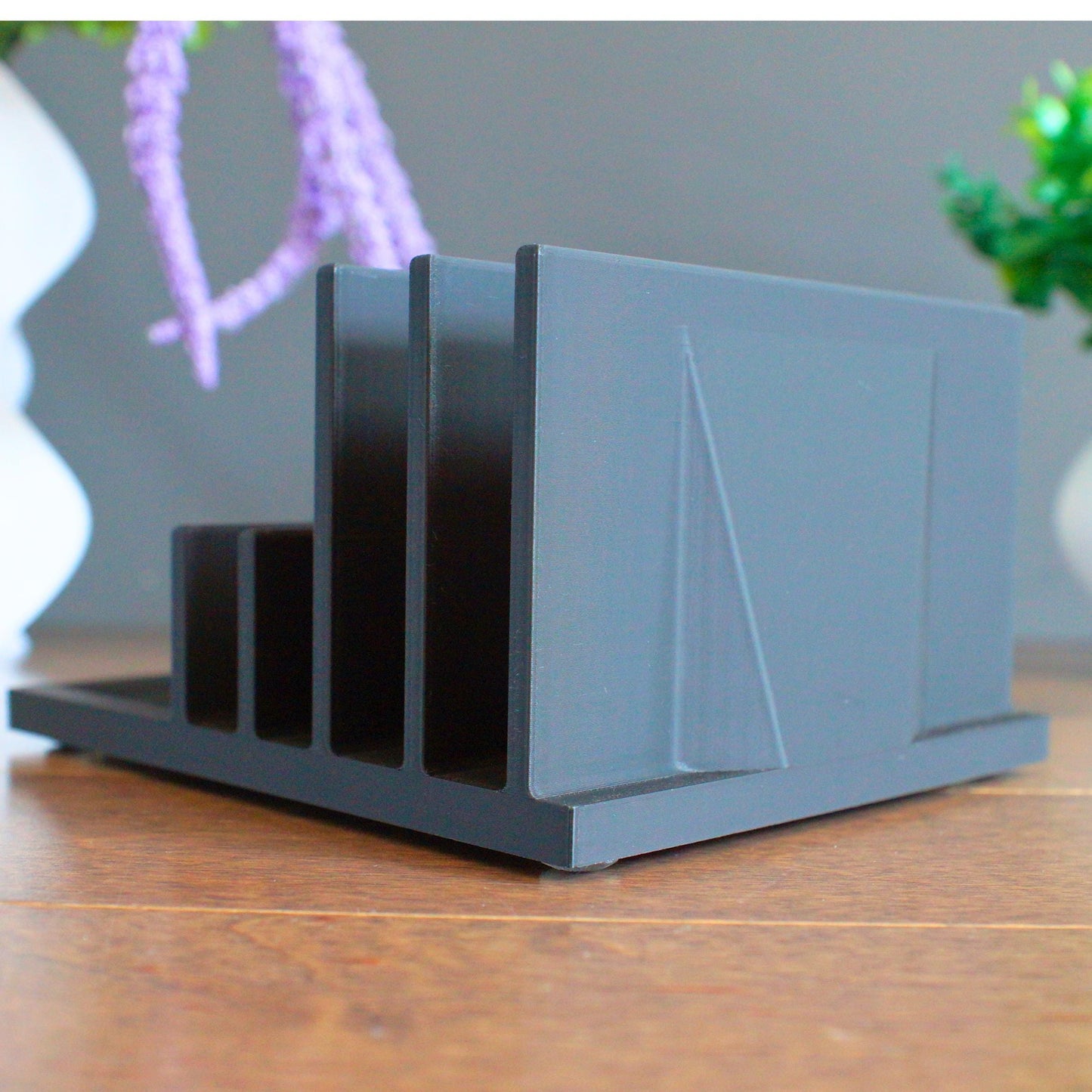 Multi-device stand, perfect for vertically organizing laptops, tablets, phones etc.