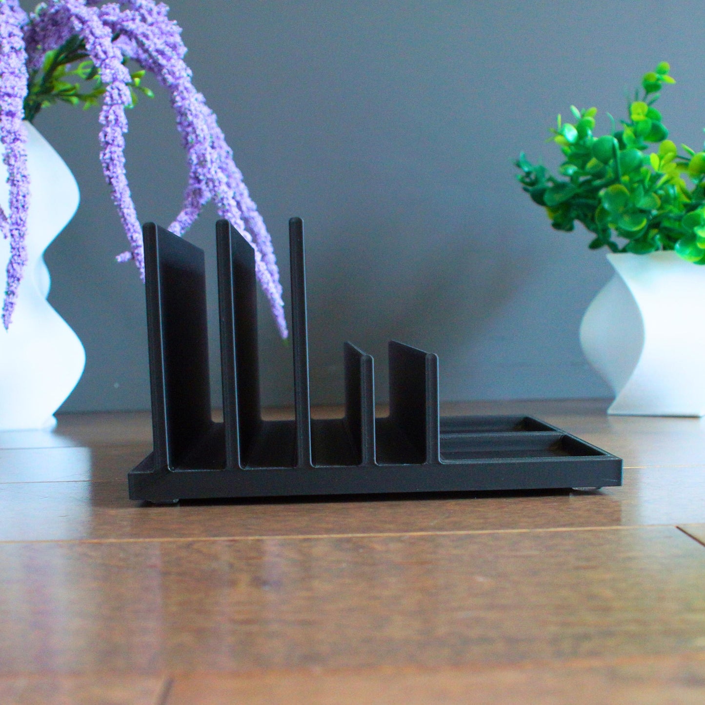 Multi-device stand, perfect for vertically organizing laptops, tablets, phones etc.