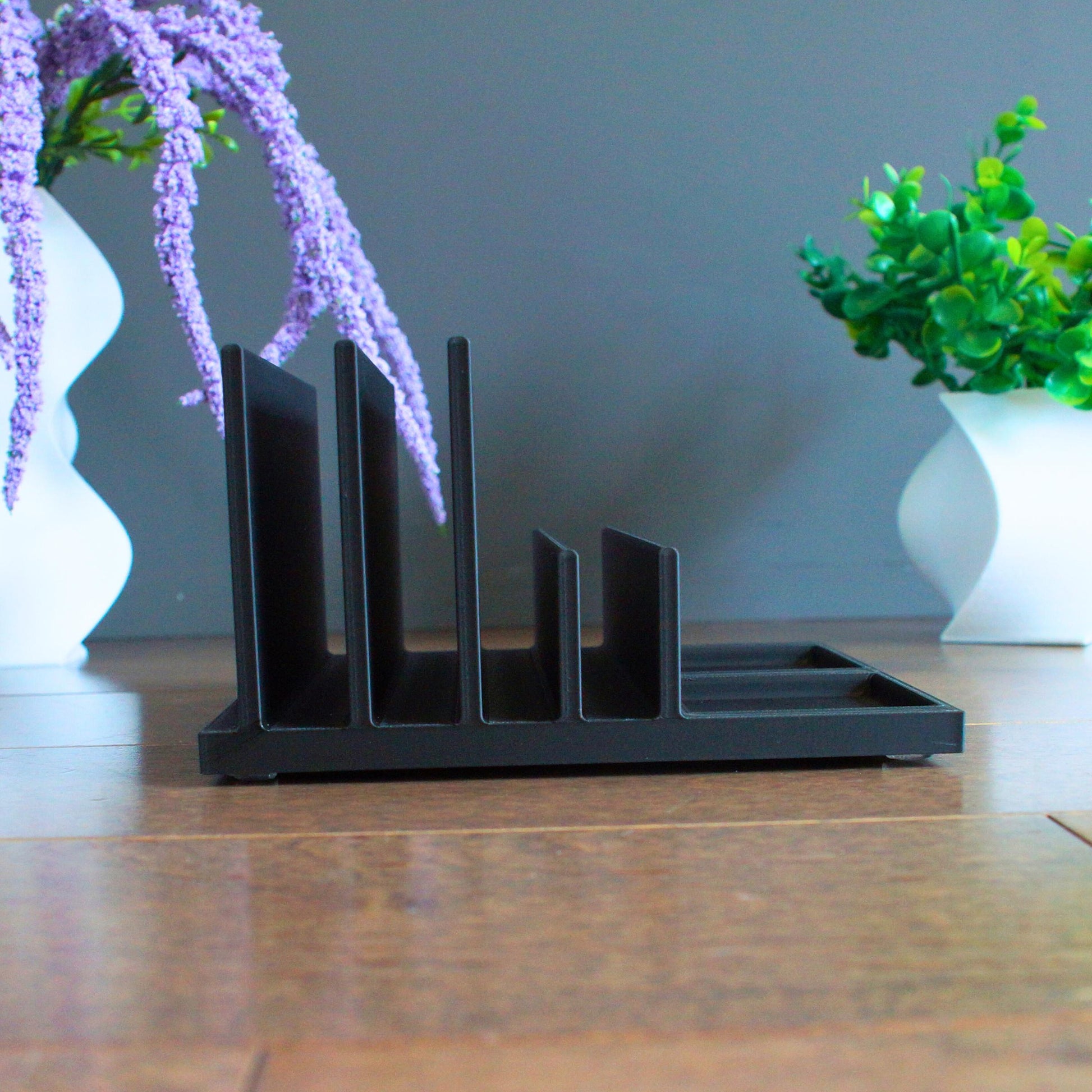 Multi-device stand, perfect for vertically organizing laptops, tablets, phones etc.