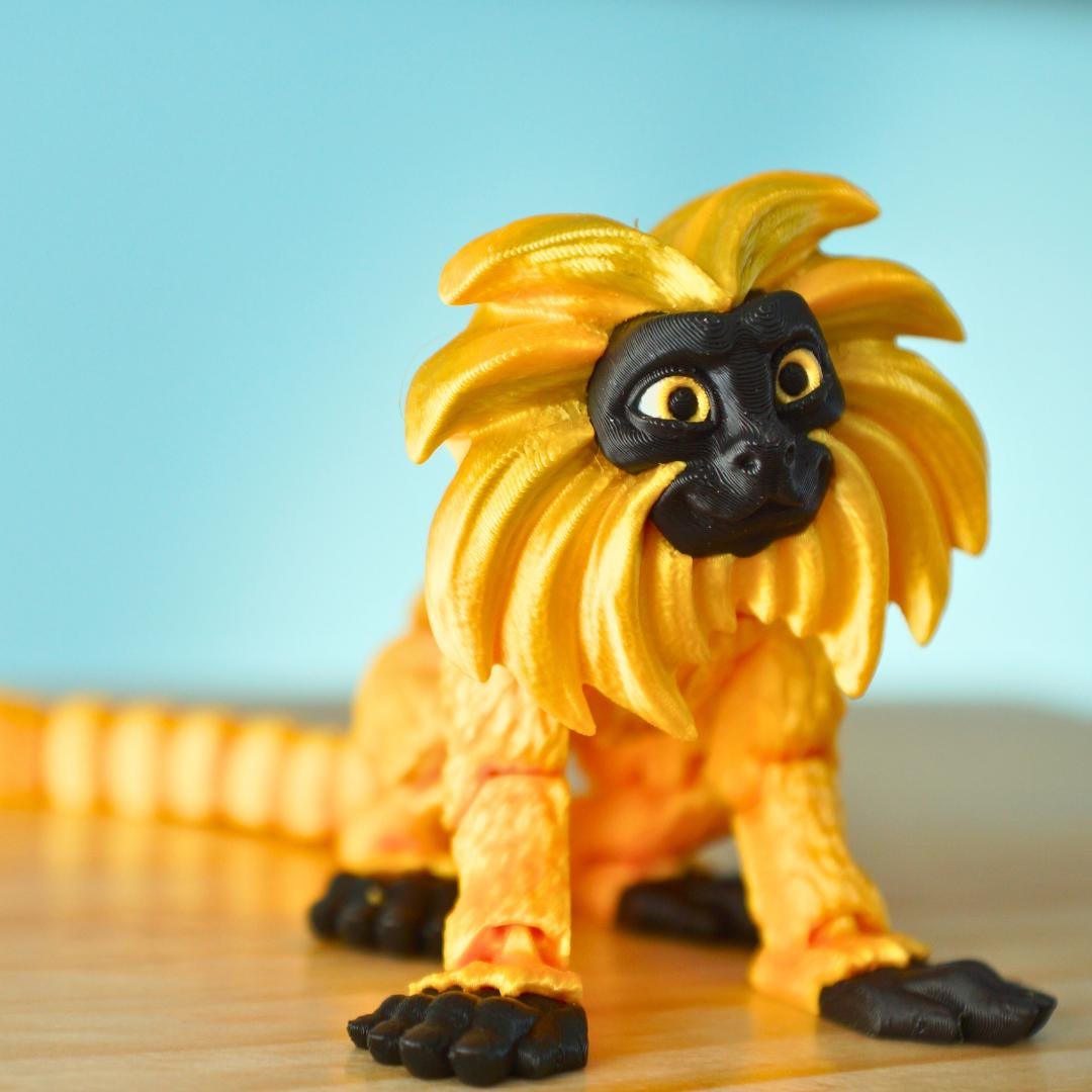 Adorable Golden Lion Tamarin Monkey – 3D Printed Articulated Fidget Toy – Unique Gift for Kids & Collectors