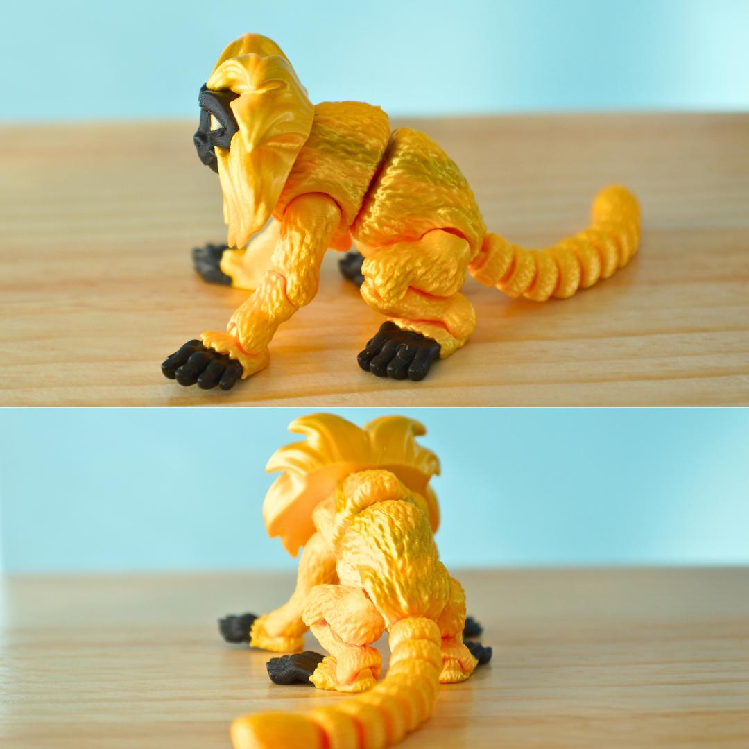 Adorable Golden Lion Tamarin Monkey – 3D Printed Articulated Fidget Toy – Unique Gift for Kids & Collectors