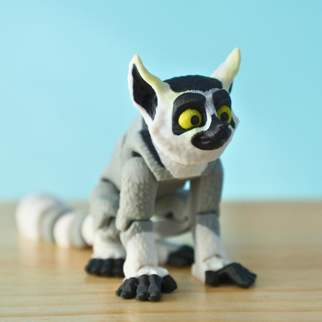 Cute Lemur Monkey – 3D Printed Articulated Fidget Toy – Unique Gift for Kids & Collectors