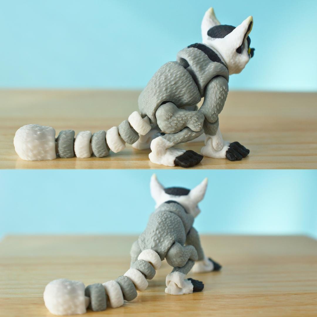 Cute Lemur Monkey – 3D Printed Articulated Fidget Toy – Unique Gift for Kids & Collectors