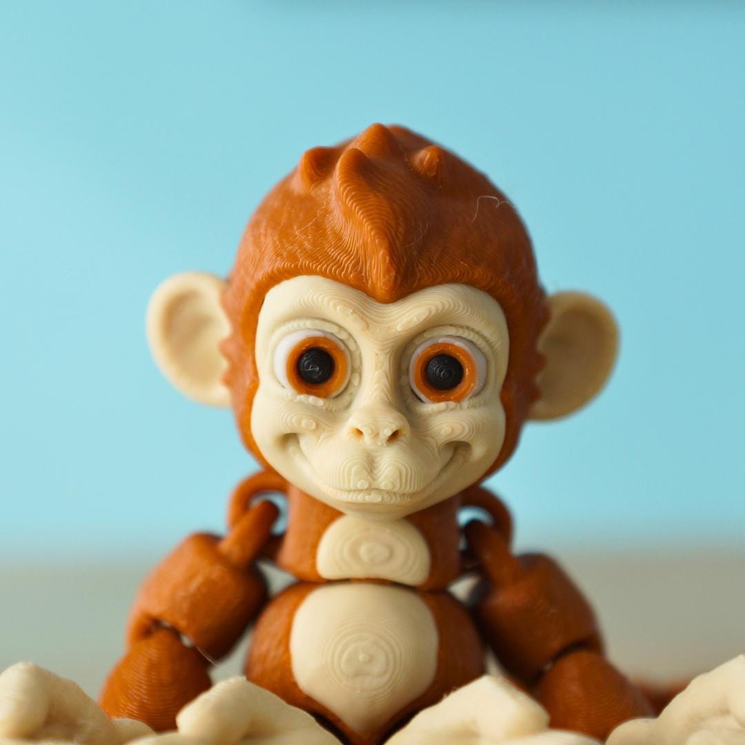 Cute Baby Monkey – 3D Printed Articulated Fidget Toy – Unique Gift for Kids & Collectors