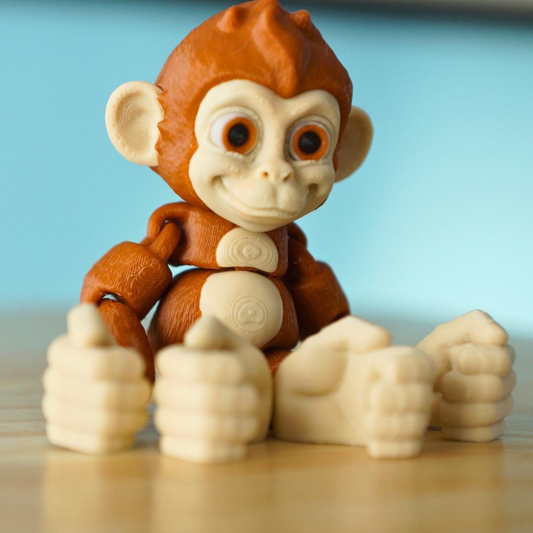 Cute Baby Monkey – 3D Printed Articulated Fidget Toy – Unique Gift for Kids & Collectors