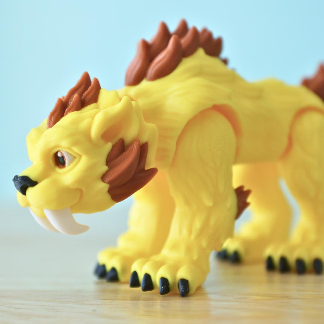 Charming Saber-Tooth Tiger – 3D Printed Articulated Fidget Toy – Unique Gift for Kids & Collectors