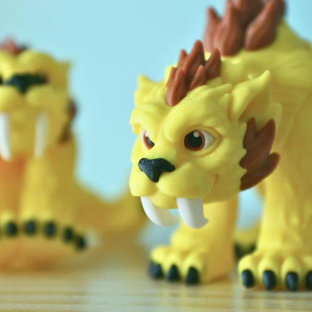 Charming Saber-Tooth Tiger – 3D Printed Articulated Fidget Toy – Unique Gift for Kids & Collectors