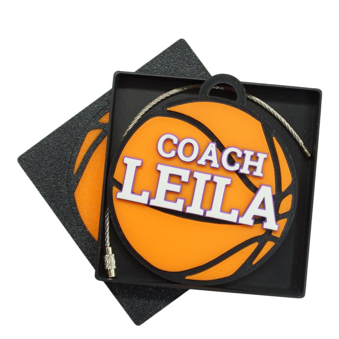 Personalized Basketball Keychain Set - Custom Team Gift With a Custom Premium Double Sided 3D Name / Bag Tag Charm