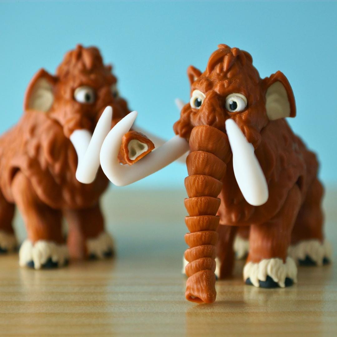 Saber Tooth Tiger and Woolly Mammoth Set – 3D Printed Articulated Fidget Toy – Unique Gift for Kids & Collectors