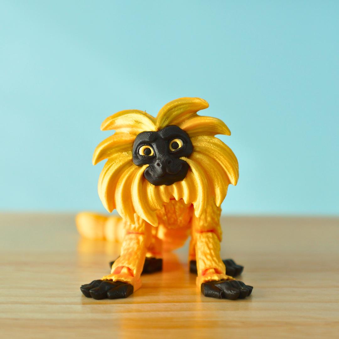 Adorable Golden Lion Tamarin Monkey – 3D Printed Articulated Fidget Toy – Unique Gift for Kids & Collectors