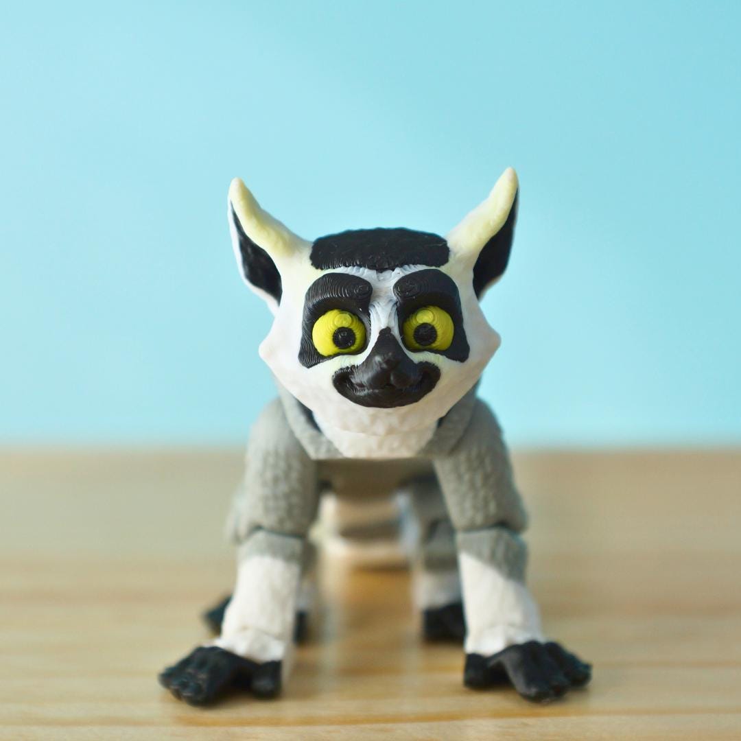 Cute Lemur Monkey – 3D Printed Articulated Fidget Toy – Unique Gift for Kids & Collectors