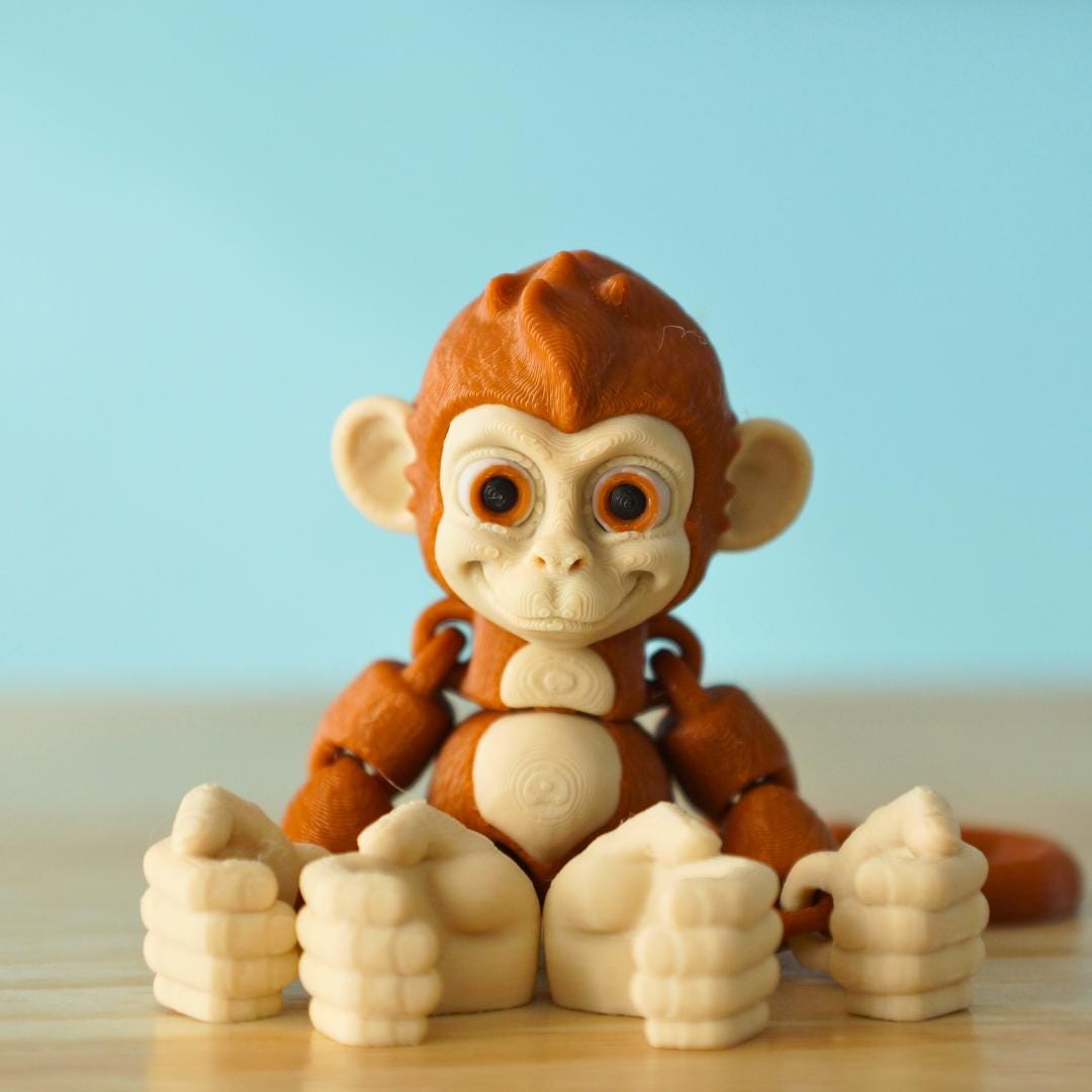 Cute Baby Monkey – 3D Printed Articulated Fidget Toy – Unique Gift for Kids & Collectors