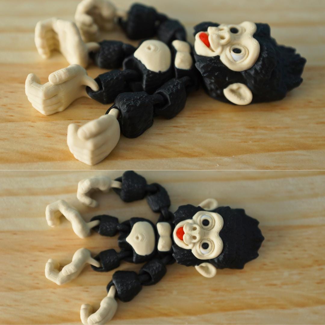 Adorable Baby Gorilla and Monkey Set – 3D Printed Articulated Fidget Toy – Unique Gift for Kids & Collectors