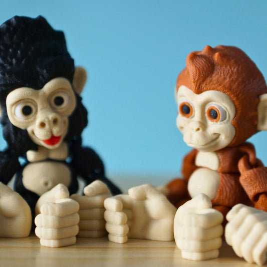 Adorable Baby Gorilla and Monkey Set – 3D Printed Articulated Fidget Toy – Unique Gift for Kids & Collectors