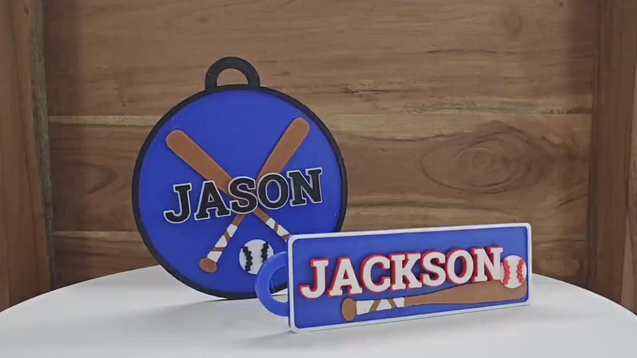 Personalized Baseball Keychain  - Ideal Team Gift With Customized Premium Double Sided 3D  Name / Bag Tag Accessory