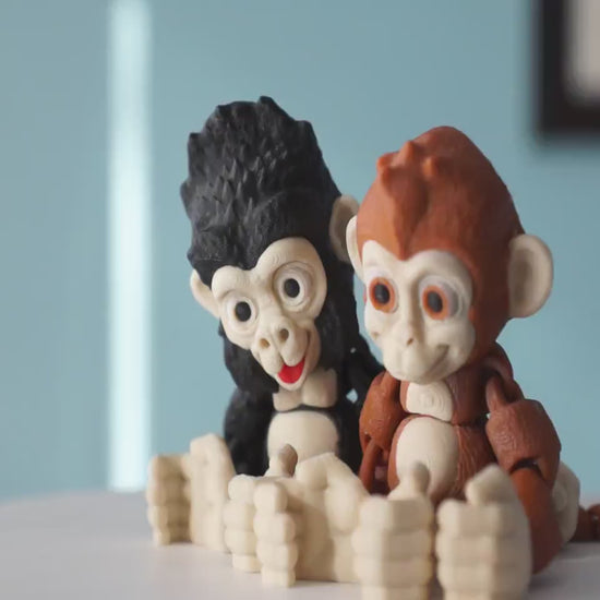 Adorable Baby Gorilla and Monkey Set – 3D Printed Articulated Fidget Toy – Unique Gift for Kids & Collectors